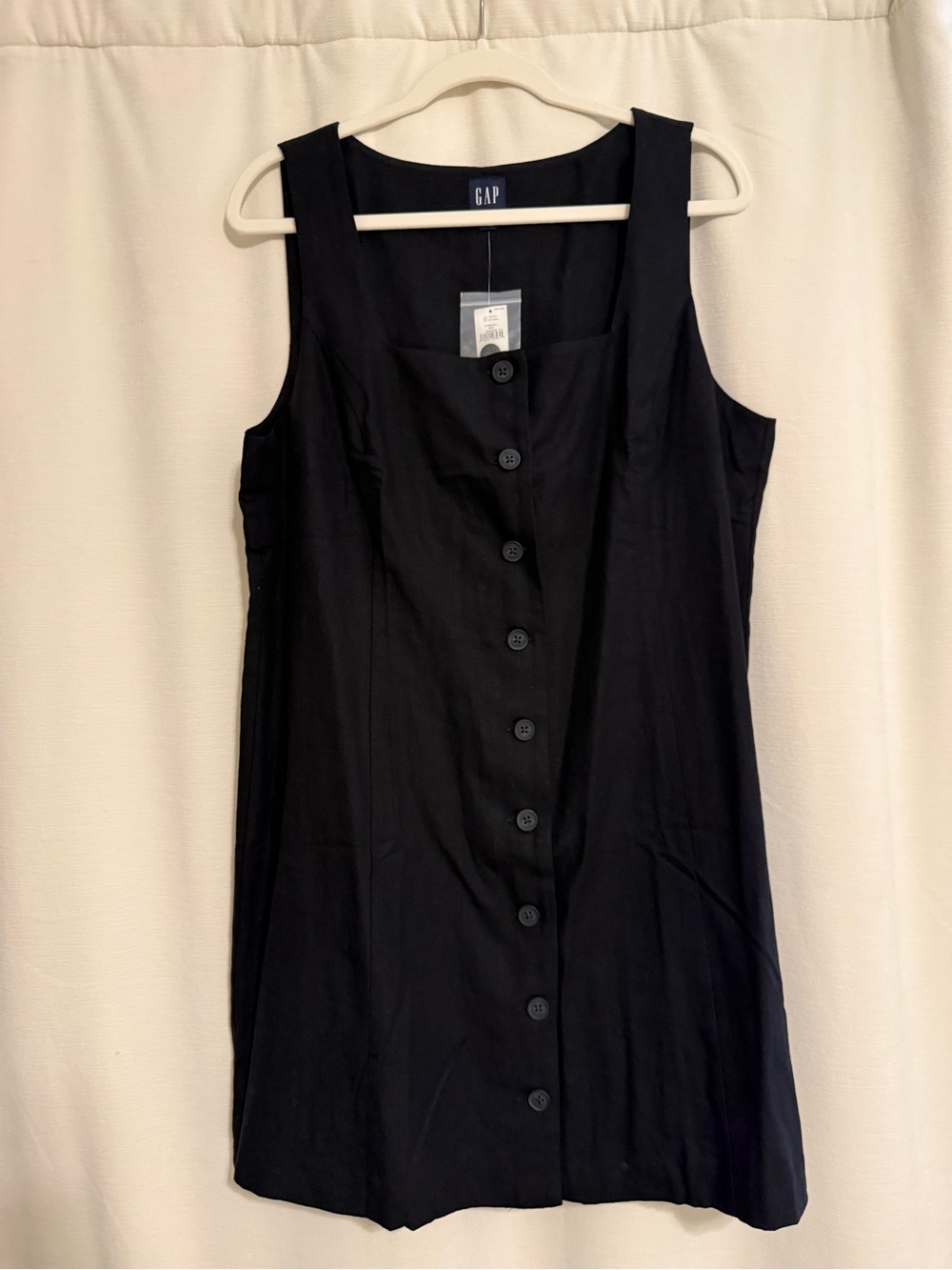 GAP Black Sleeveless Button-Down Mini Dress